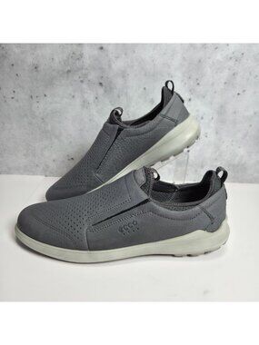 Ecco Shoes Mens Transit Slip-On Sneakers Dark Shadow Perforated Leather US 8-8.5